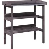 vidaXL Plantentafel met schappen 78x38x82,5 cm vurenhout grijs