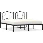 vidaXL Bedframe met hoofdbord metaal zwart 160x200 cm