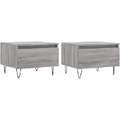 vidaXL Salontafels 2 st 50x46x35 cm bewerkt hout grijs sonoma eiken