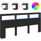 vidaXL Hoofdbordkast met LED-verlichting 220x17x102 cm zwart