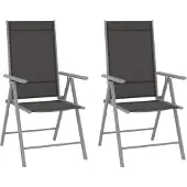 vidaXL Klapstoelen, 2 stuks, textiel, zwart