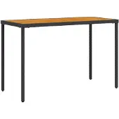 vidaXL Tuintafel met acaciahouten blad 115x54x74 cm poly rattan zwart
