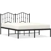 vidaXL Bedframe met hoofdbord metaal zwart 135x190 cm