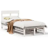 vidaXL Bedframe zonder matras massief grenenhout wit 90x200 cm