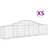 vidaXL Schanskorven 5 st gewelfd 200x30x40/60 cm gegalvaniseerd ijzer