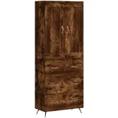 vidaXL Hoge kast 69,5x34x180 cm bewerkt hout gerookt eikenkleurig