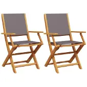 vidaXL Inklapbare stoelen 2 st acaciahout en stof antracietkleurig