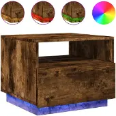 vidaXL Salontafel met LED-verlichting 50x49x40 cm gerookt eikenkleurig