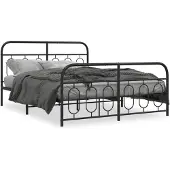 vidaXL Bedframe met hoofdeinde en voeteneinde, zwart, metaal, 140x190 cm