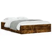 vidaXL Bedframe met lades bewerkt hout gerookt eikenkleurig 135x190 cm