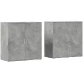 vidaXL Dressoirs 2 st 79x38x80 cm bewerkt hout betongrijs