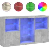 vidaXL Dressoir met LED-verlichting 181,5x37x100 cm betongrijs