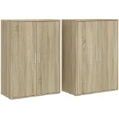 vidaXL Dressoirs 2 st 60x31x84 cm bewerkt hout sonoma eikenkleurig