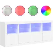 vidaXL Dressoir met LED-verlichting 163x37x67 cm wit