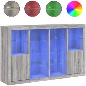 vidaXL Dressoirs met LED-verlichting 3 st bewerkt hout grijs sonoma