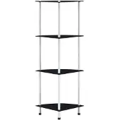 vidaXL Kastje 4-laags 30x30x100 cm gehard glas zwart