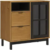 vidaXL Dressoir met glazen deuren FLAM 80x40x80 cm massief grenenhout