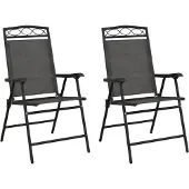 vidaXL Opklapbare stoelen, 2 stuks, gemêleerd grijs, staal en Textilene.