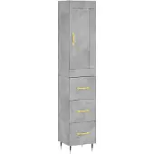 vidaXL Hoge kast 34,5x34x180 cm bewerkt hout betongrijs