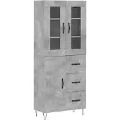 vidaXL Hoge kast 69,5x34x180 cm bewerkt hout betongrijs