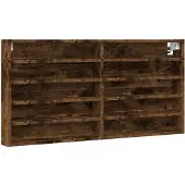 vidaXL Vitrinekast 100x8,5x50 cm bewerkt hout gerookt eikenkleurig