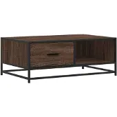 vidaXL Salontafel 90x57x35 cm bewerkt hout en metaal bruin eikenkleur