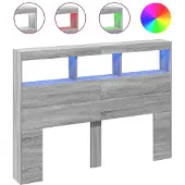 vidaXL Hoofdbordkast met LED-verlichting 140x17x102 cm grijs sonoma