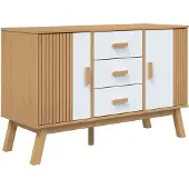 vidaXL Dressoir OLDEN 114x43x73,5 cm massief grenenhout wit en bruin
