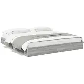 vidaXL Bedframe met lades bewerkt hout grijs sonoma eiken 200x200 cm
