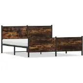 vidaXL Bedframe zonder matras metaal gerookt eikenkleurig 183x213 cm