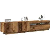 vidaXL Tv-meubel met LED 200x35x40 cm bewerkt hout oud hout