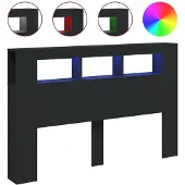 vidaXL Hoofdeinde met LED 160x18,5x103,5 cm bewerkt hout zwart