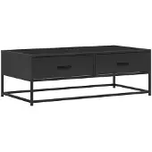 vidaXL Salontafel 100x50x35 cm bewerkt hout en metaal zwart