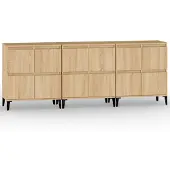 vidaXL Dressoirs 3 st 60x35x70 cm bewerkt hout sonoma eikenkleurig