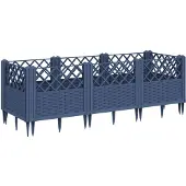 vidaXL Plantenbak met pinnen 123,5x43,5x43,5 cm polypropeen blauwgrijs