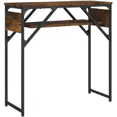 vidaXL Wandtafel met schap 75x30x75 cm bewerkt hout gerookt eiken