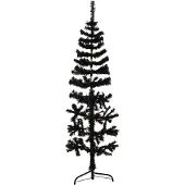 vidaXL Kunstkerstboom half met standaard smal 120 cm zwart