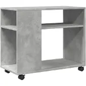 vidaXL Bijzettafel met wielen 70x35x60 cm bewerkt hout betongrijs