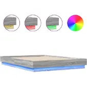 vidaXL Bedframe met LED-verlichting grijs sonoma eikenkleur 120x200 cm