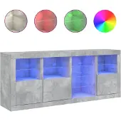 vidaXL Dressoir met LED-verlichting 164x37x67 cm betongrijs