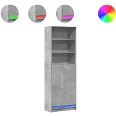 vidaXL Hoge kast met LED 69x32,5x200 cm bewerkt hout betongrijs
