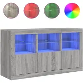 vidaXL Dressoir met LED-verlichting 123x37x67 cm grijs sonoma eiken