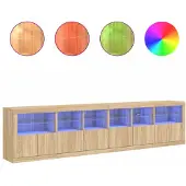 vidaXL Dressoir met LED-verlichting 283x37x67 cm sonoma eikenkleurig