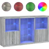 vidaXL Dressoir met LED-verlichting 181,5x37x100 cm grijs sonoma eiken