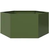 vidaXL Plantenbak zeshoek 104x90x45 cm staal olijfgroen