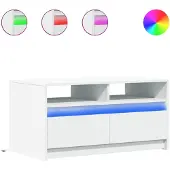 vidaXL Salontafel met LED-verlichting bewerkt hout wit
