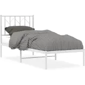 vidaXL Bedframe met hoofdbord zonder matras metaal wit 75x190 cm