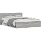 vidaXL Bedframe met hoofdeinde grijs sonoma eikenkleurig 140x190 cm
