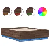 vidaXL Bedframe met LED-verlichting bruin eikenkleurig 120x190 cm