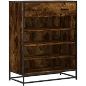 vidaXL Schoenenkast 75x38x97,5 cm bewerkt hout en metaal gerookt eiken